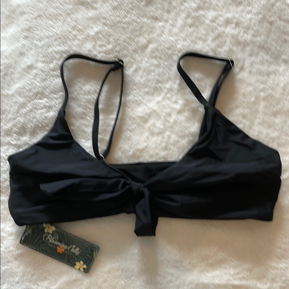 Black Bikini Top with Tie Front